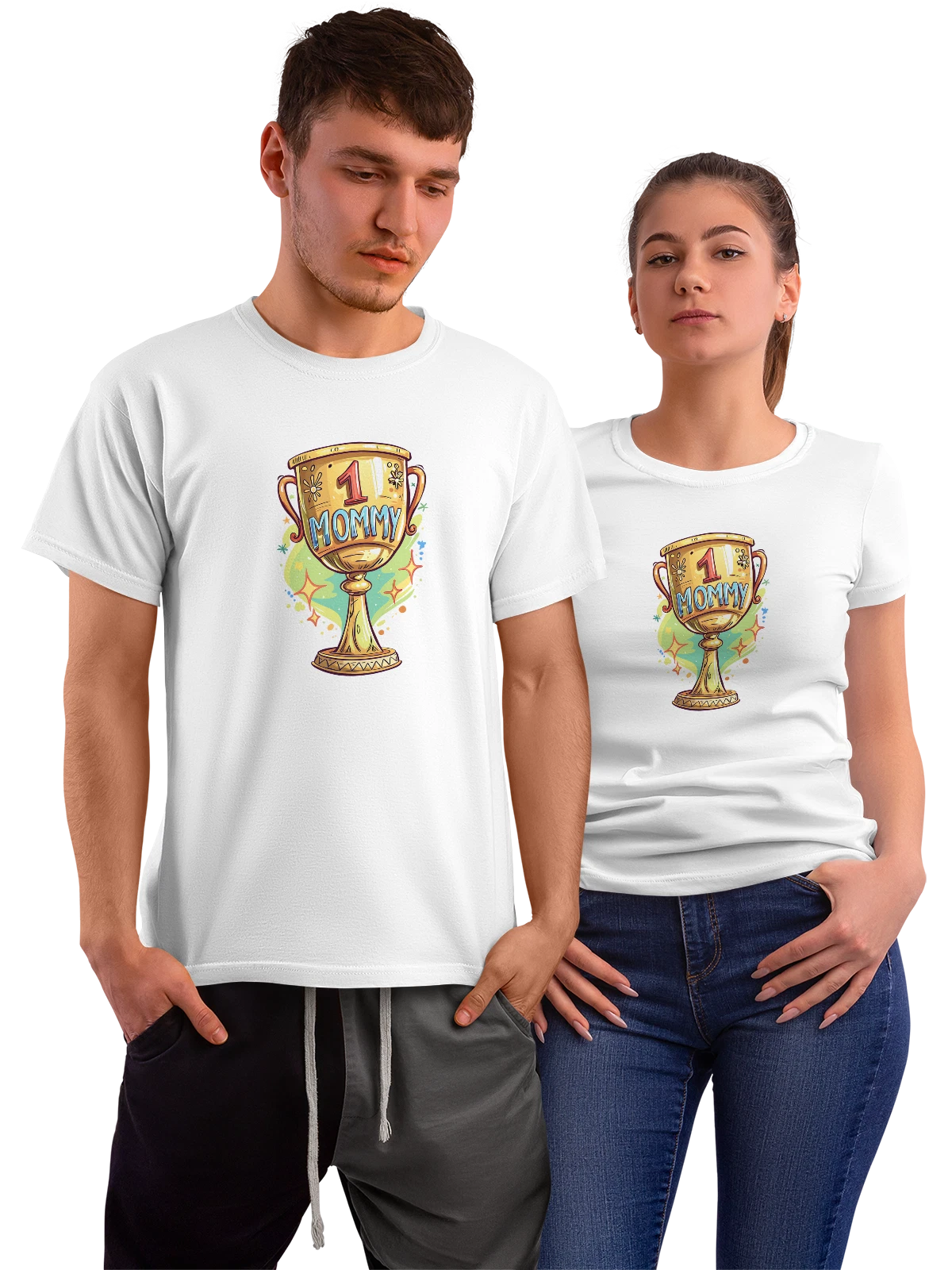 Футболка Кубок Мамы 1 Mommy мультфильм награда белая с принтом — трофей — Белая, фото 1