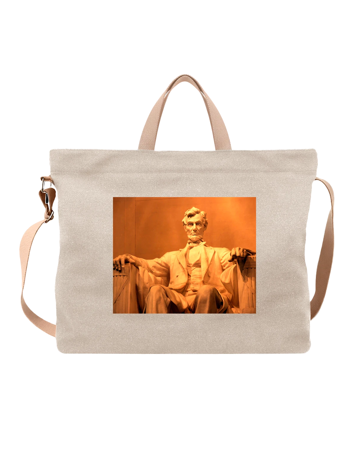 Сумка бежевая с принтом Страна атмосферная Honest Abe Lincoln — урбанистический стиль — Бежевая, фото 1