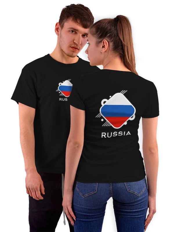 Футболка флаг России Russia — Чёрная, фото 1