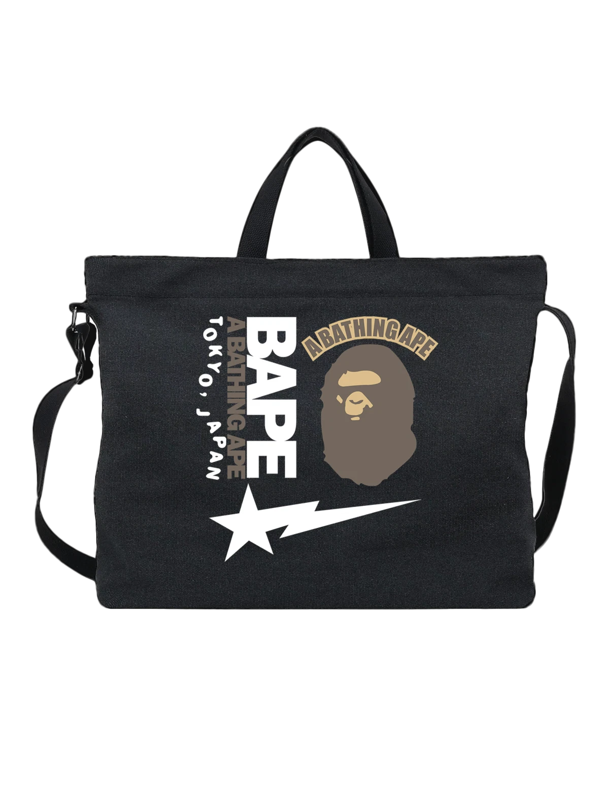 Сумка BAPE чёрная с принтом — контрастный принт — Чёрная, фото 1