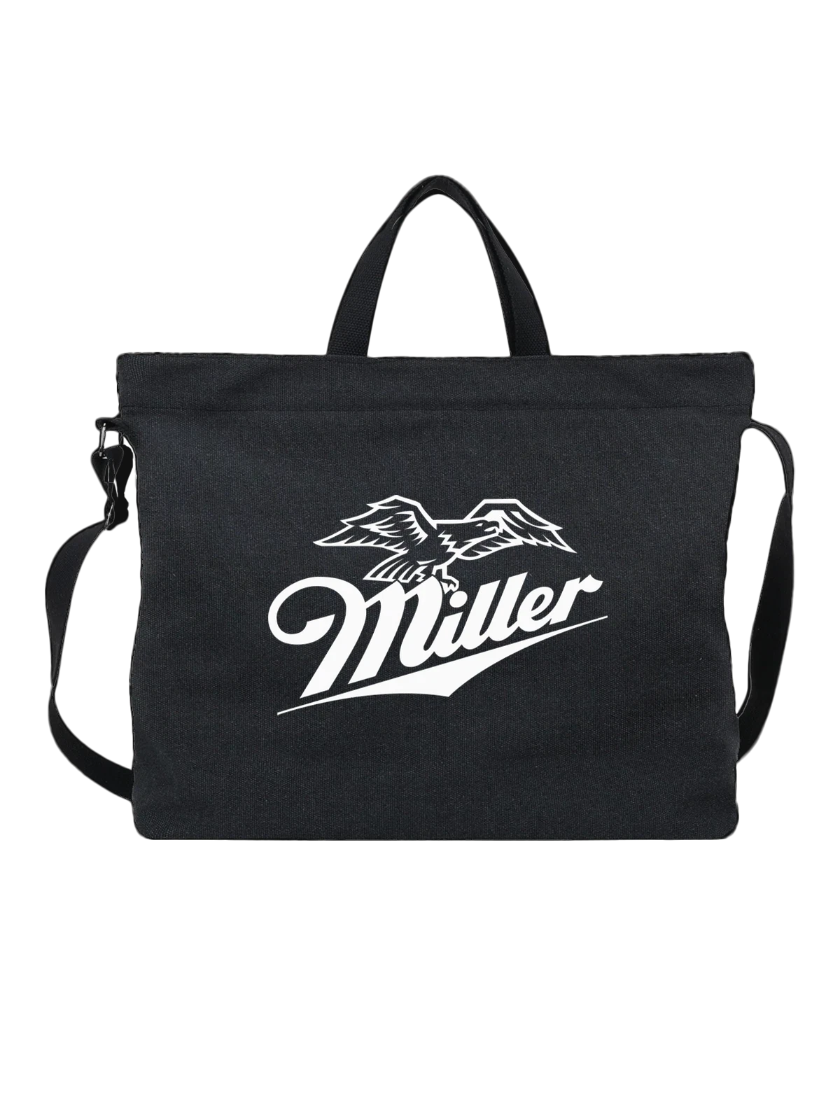 Сумка Miller чёрная с принтом — винтажная этикетка — Чёрная, фото 1