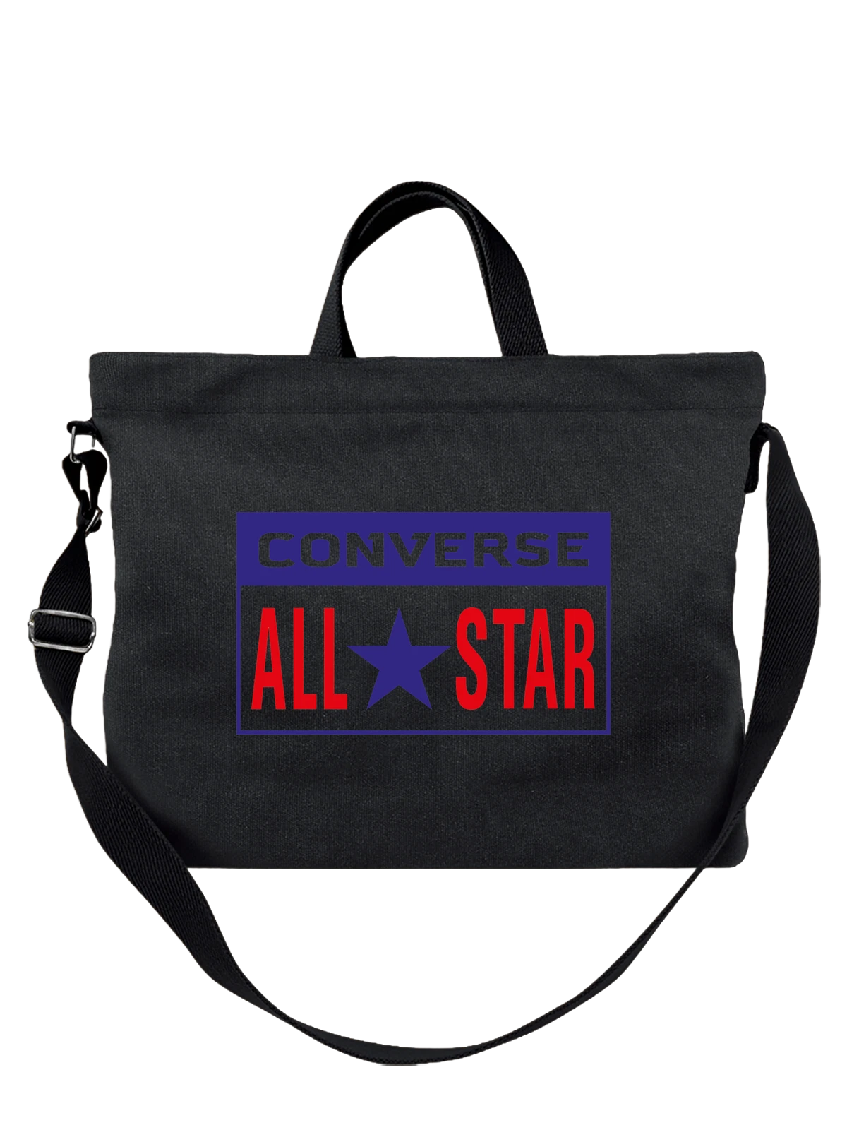 Сумка Converse чёрная с принтом — контрастный прямоугольный принт — Чёрная, фото 1