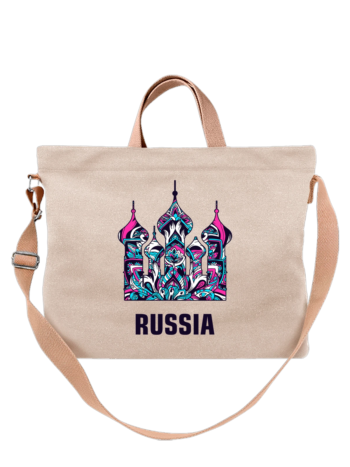 Сумка Россия Russia храм белая с принтом — герб России — Белая, фото 1