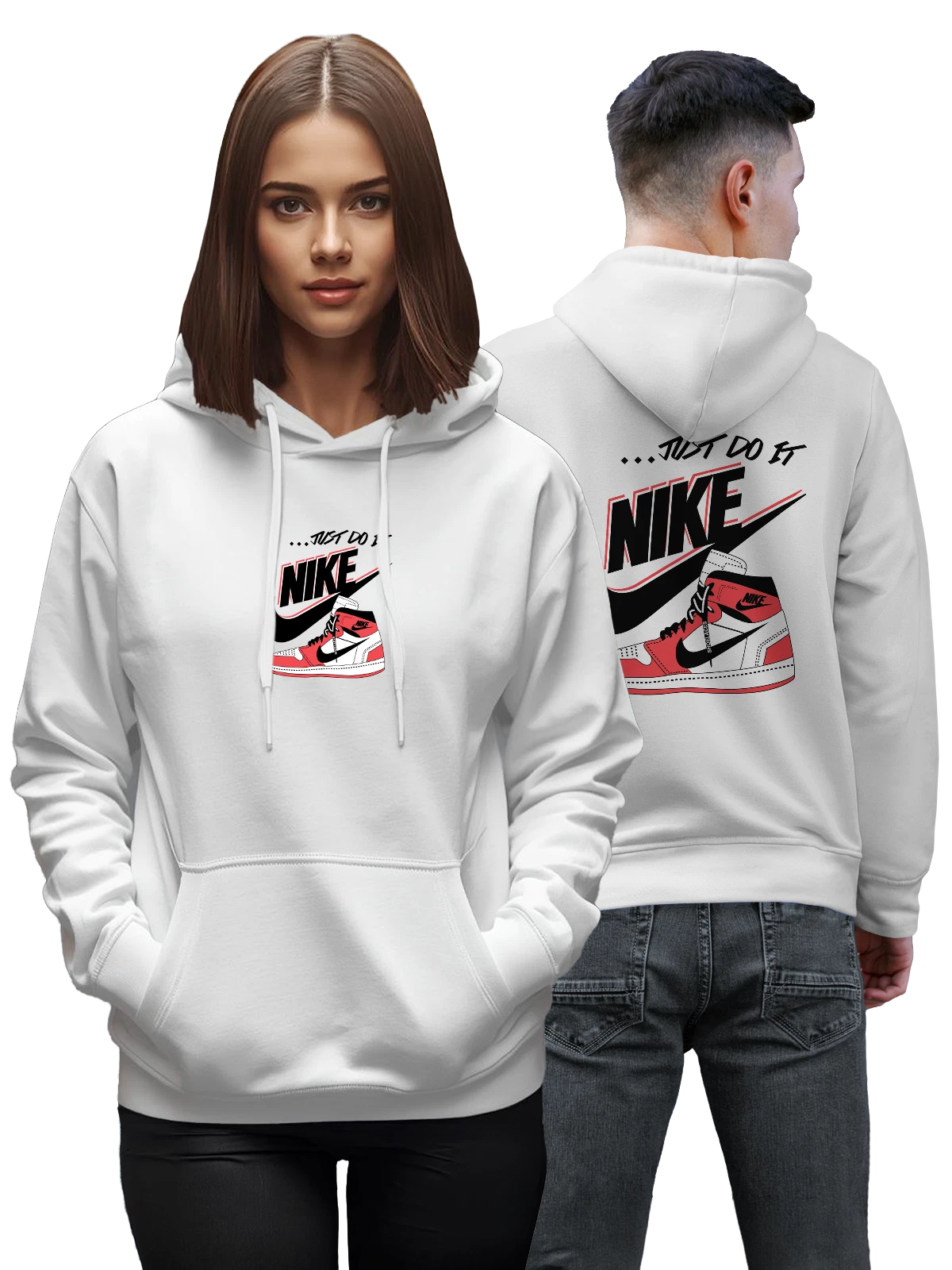 Худи Nike Air Jordan high-top кроссовок белое с принтом — брендовая обувь — Белая, фото 1