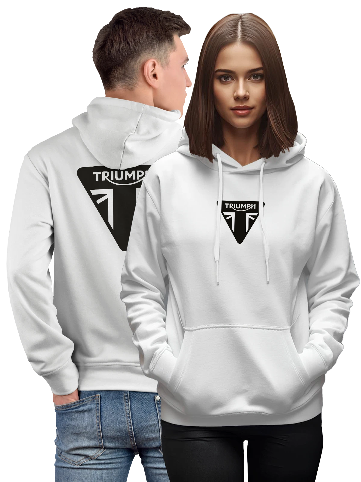 Худи Triumph белое с принтом — классический байк — Белая, фото 1