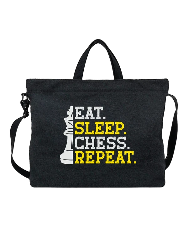 Сумка шахматы eat sleep chess repeat — Чёрная, фото 1