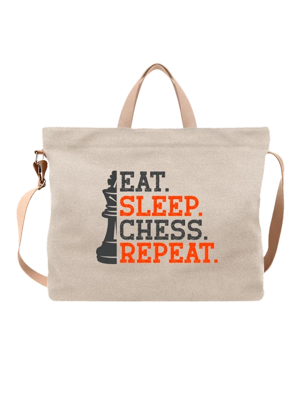 Сумка шахматы eat sleep chess repeat — Белая, фото 1