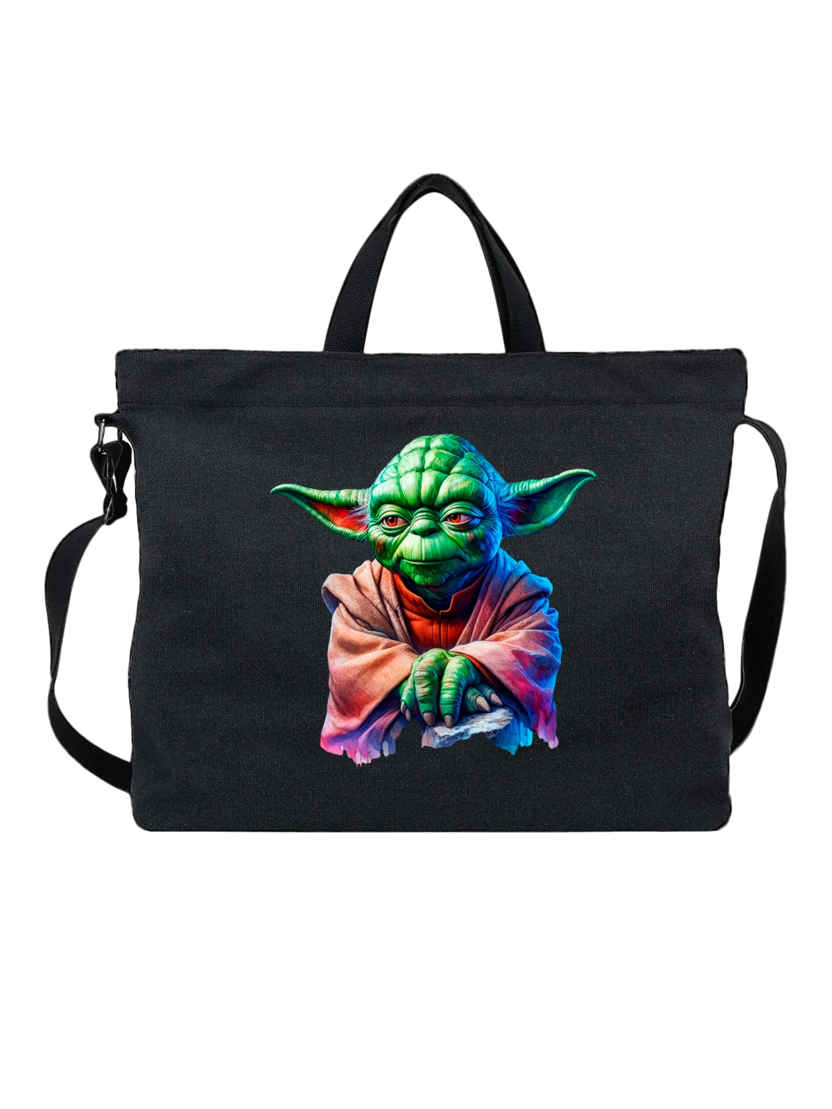 Сумка с Йодой Звездные войны Star Wars чёрная с принтом — подарок любителю фэнтези — Чёрная, фото 1