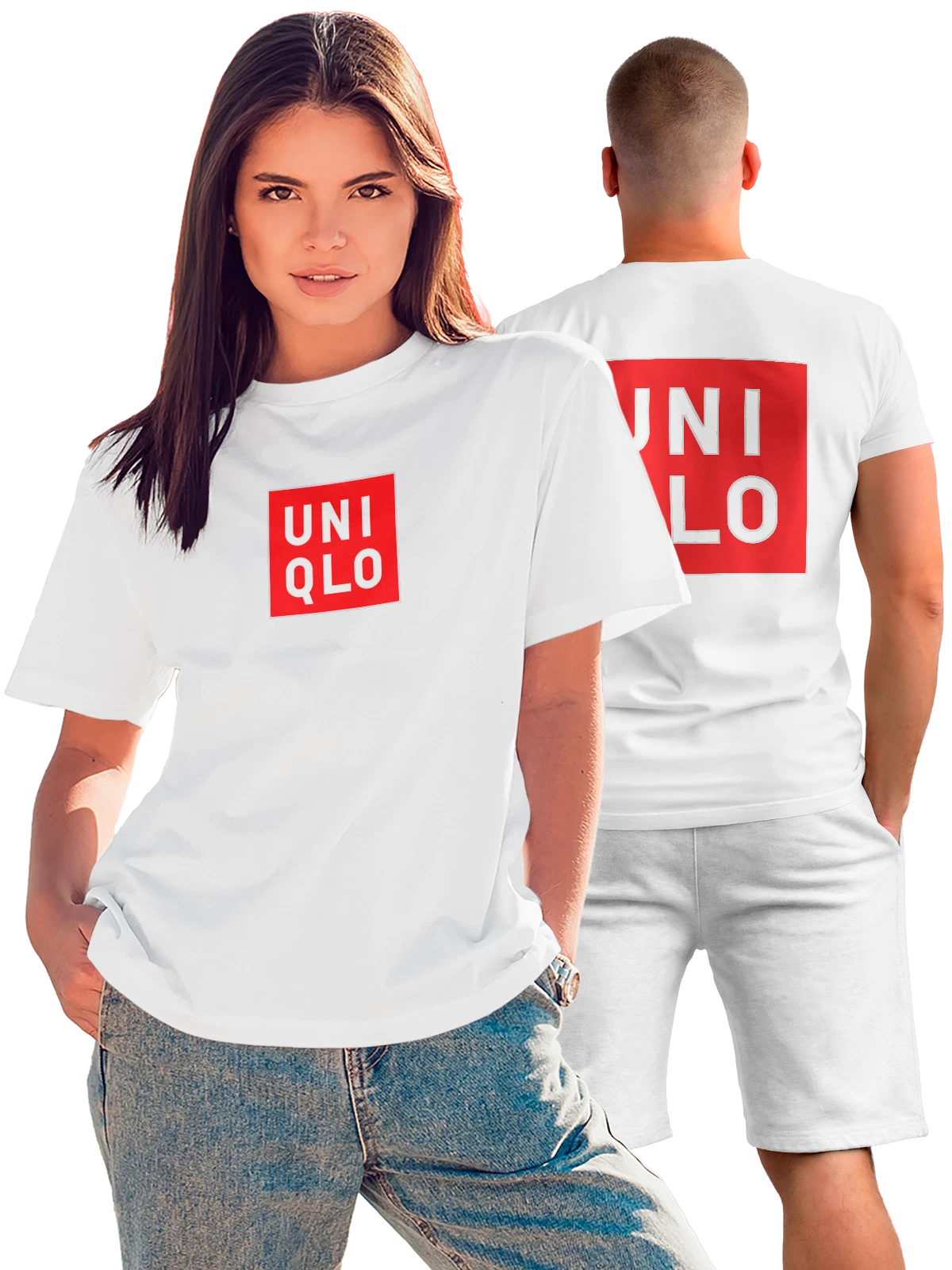 Футболка Uniqlo белая с принтом на спине — минималистичный дизайн — Белая, фото 1