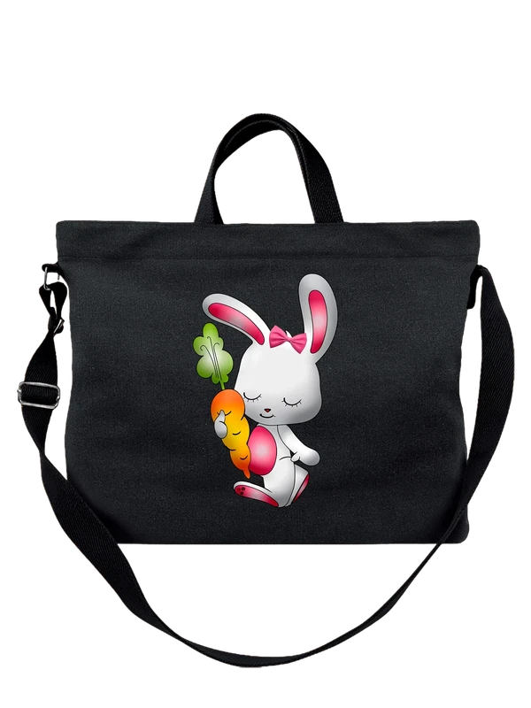 Сумка заяц с морковью — Чёрная, фото 1