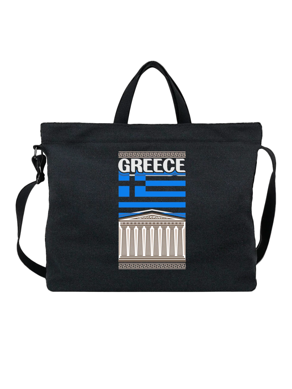 Сумка с флагом Греции Greece Парфенон чёрная с принтом — национальная символика — Чёрная, фото 1