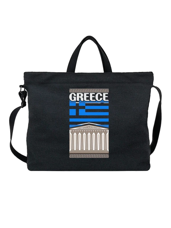 Сумка с флагом Греции Greece Парфенон — Чёрная, фото 1