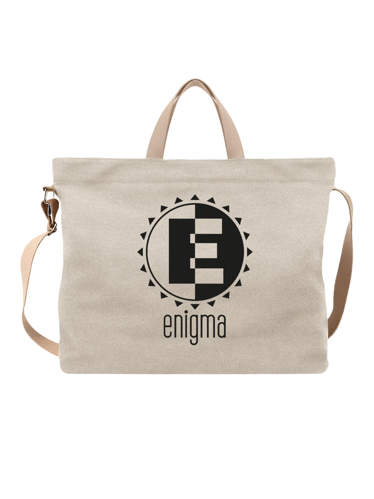 Сумка Enigma белая с принтом — современная айдентика — Белая, фото 1