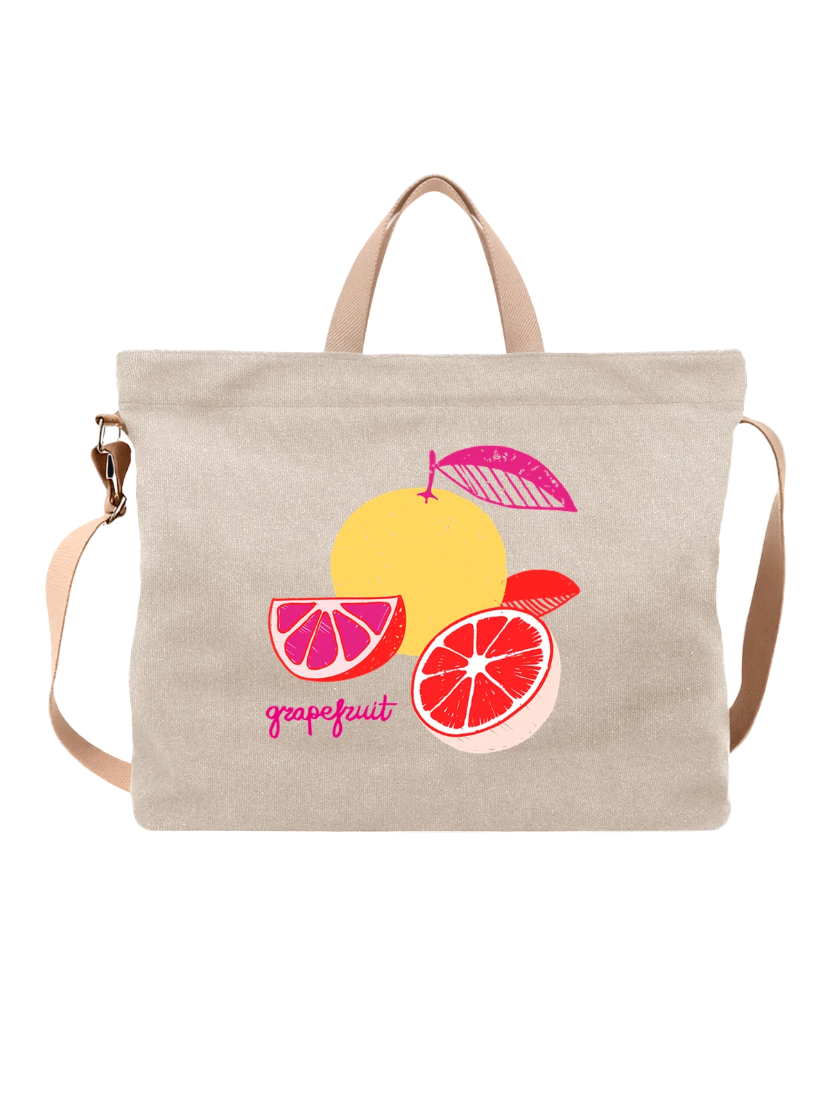 Сумка с грейпфрутом grapefruit белая с принтом — натуральные продукты — Белая, фото 1