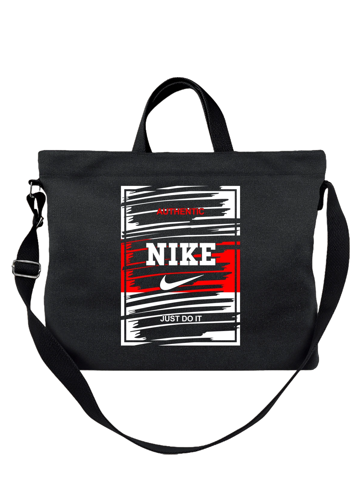 Сумка Nike Air Jordan красно белая с логотипом чёрная с принтом — баскетбол — Чёрная, фото 1
