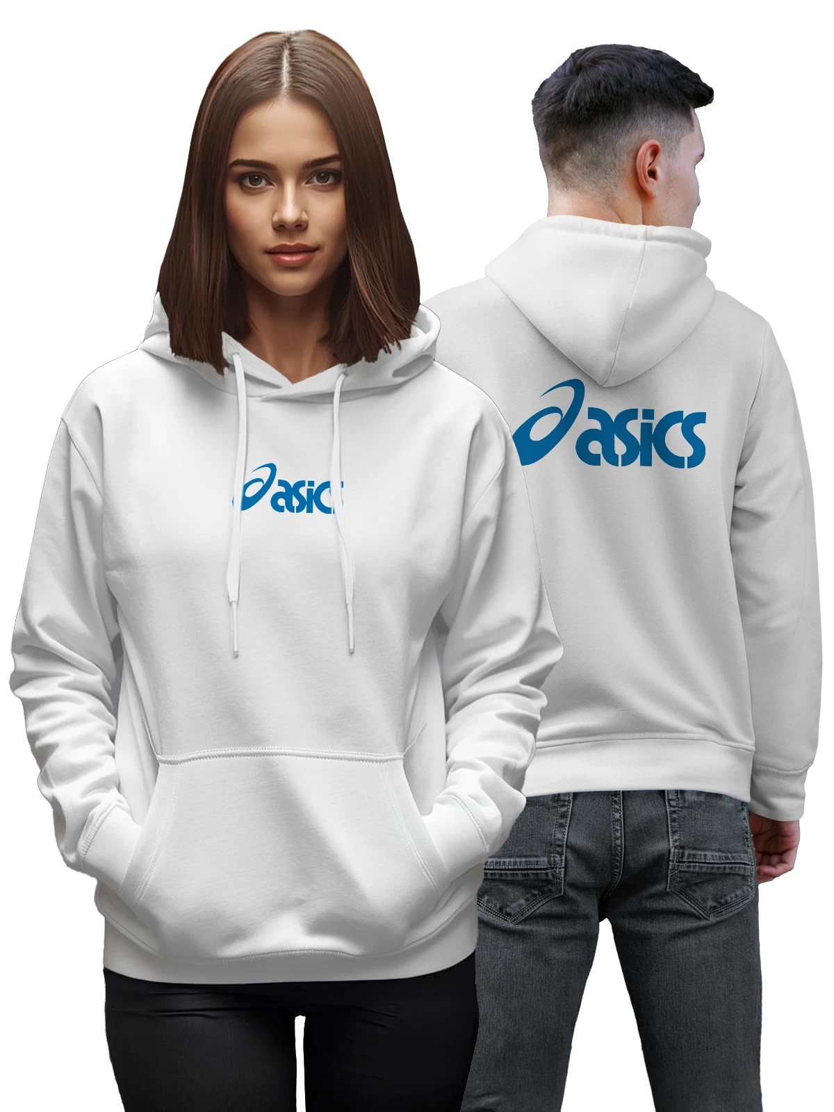 Худи Asics белое с принтом — марафон и тренировки — Белая, фото 1