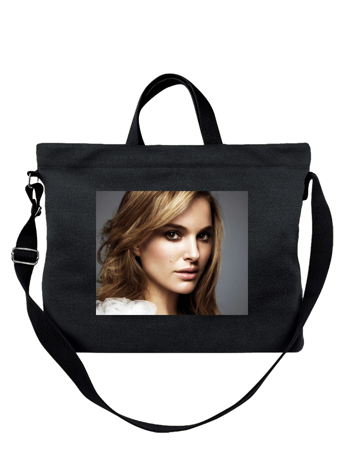 Сумка чёрная с принтом Портман Portman natalie — авторский рисунок — Чёрная, фото 1