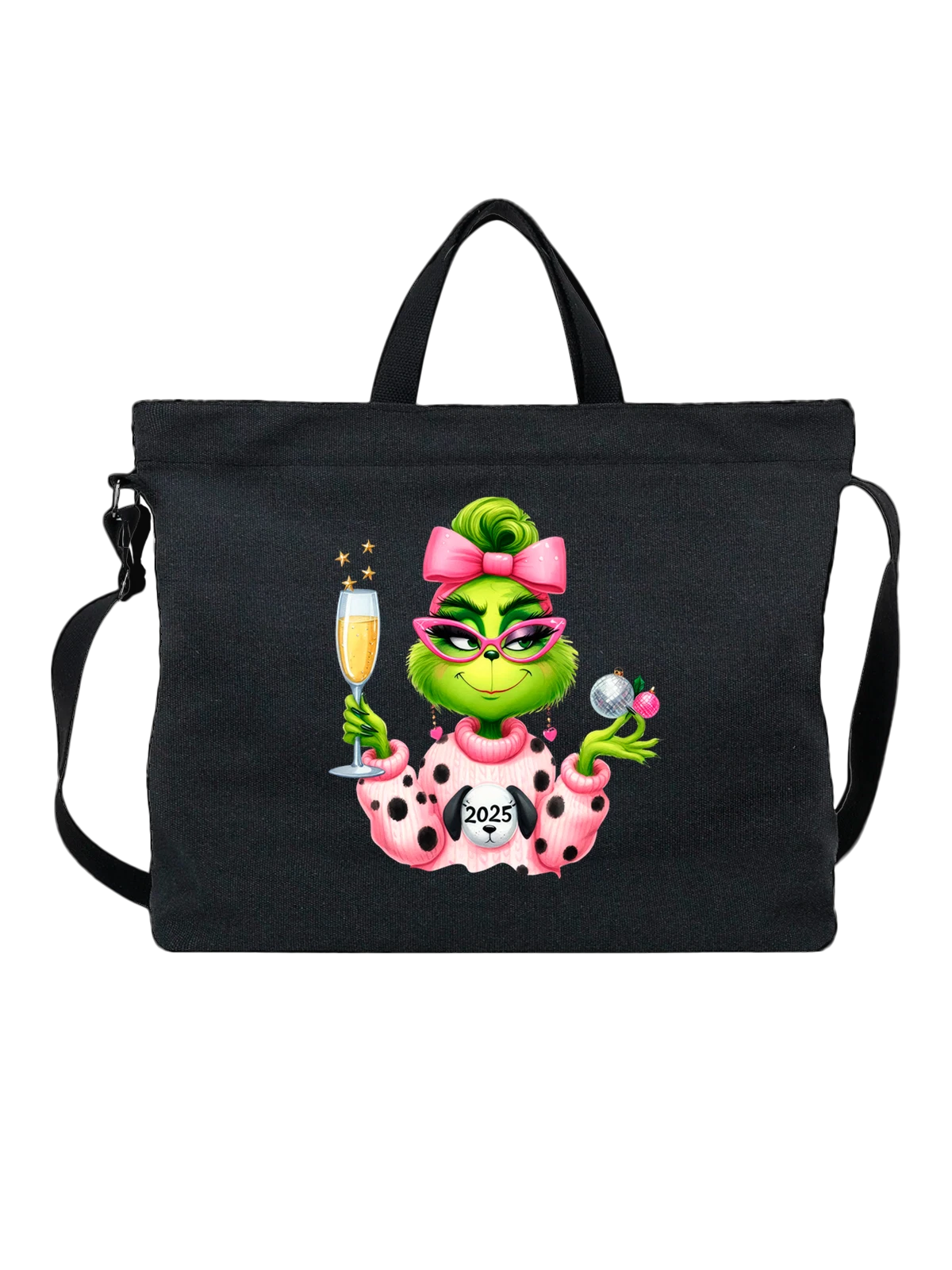 Сумка с Гринчем Grinch чёрная с принтом — новогодний подарок — Чёрная, фото 1