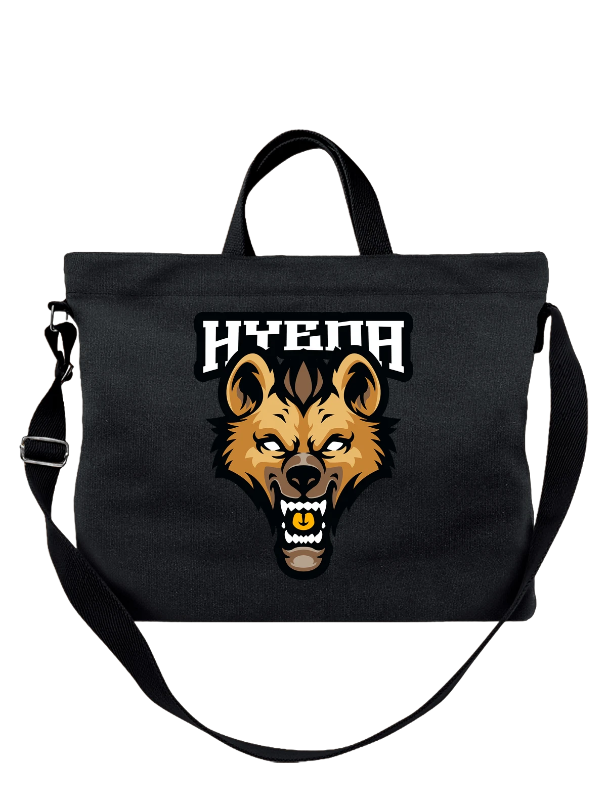 Сумка с гиеной hyena чёрная с принтом — дизайнерский принт — Чёрная, фото 1