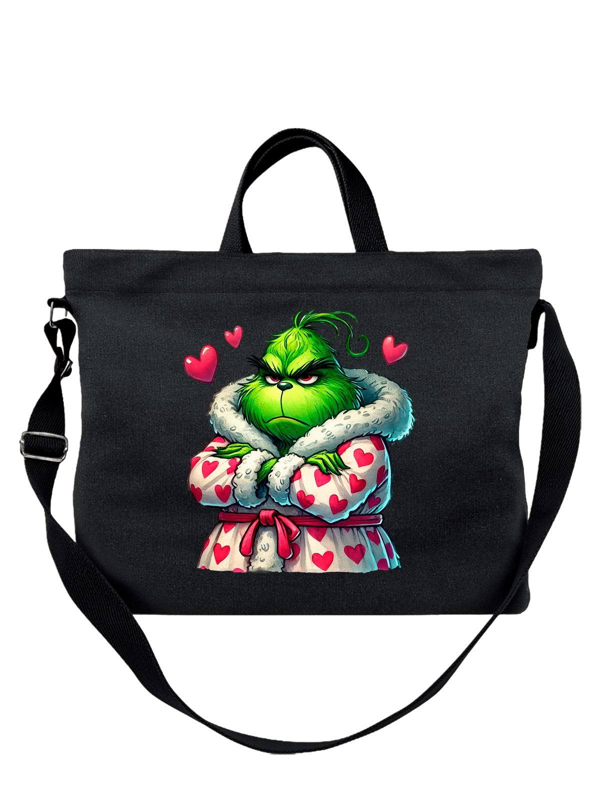 Сумка Гринч Grinch чёрная с принтом — зимняя сказка — Чёрная, фото 1