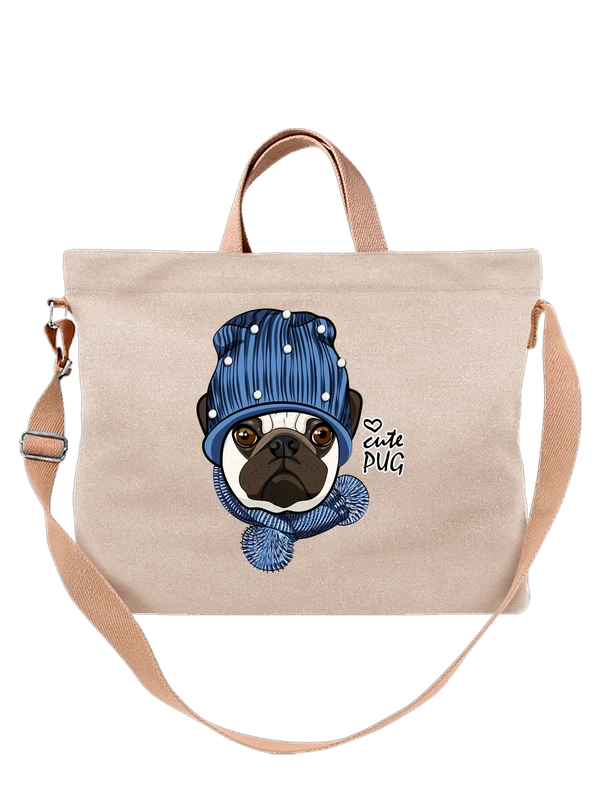 Сумка мопс cute pug — Белая, фото 1