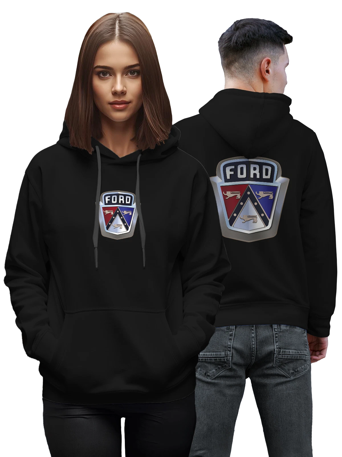 Худи Ford чёрное с принтом — контрастный принт — Чёрная, фото 1