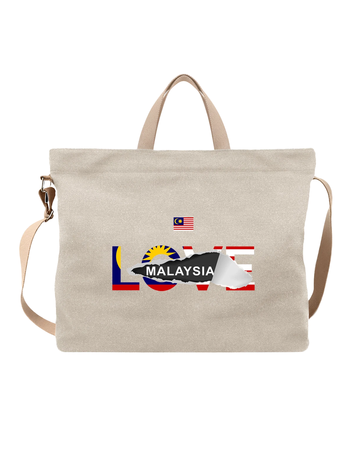 Сумка Флаг Малазии Malaysia белая с принтом — национальная символика — Белая, фото 1