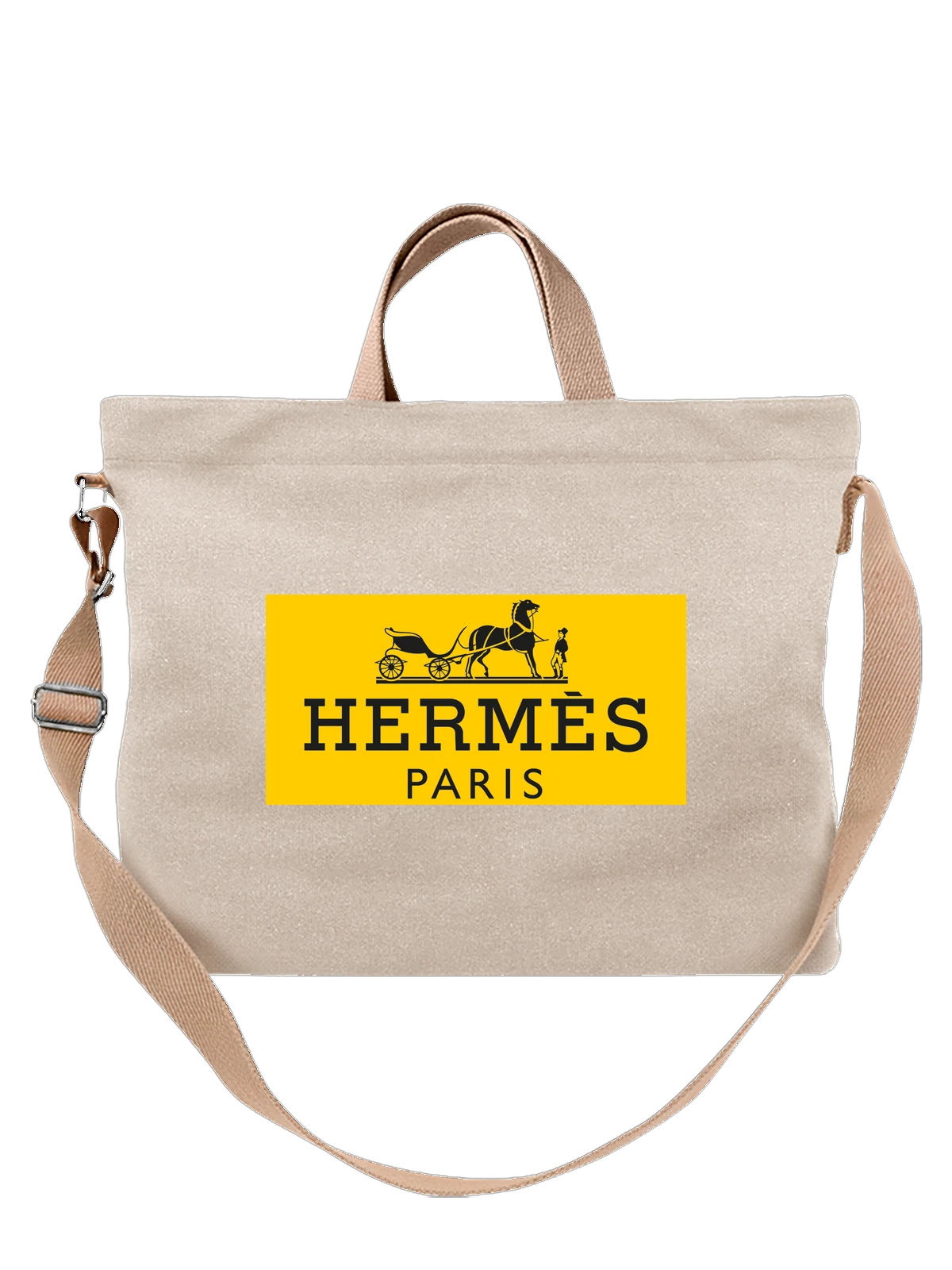 Сумка Hermes белая с принтом — французский люксовый логотип — Белая, фото 1