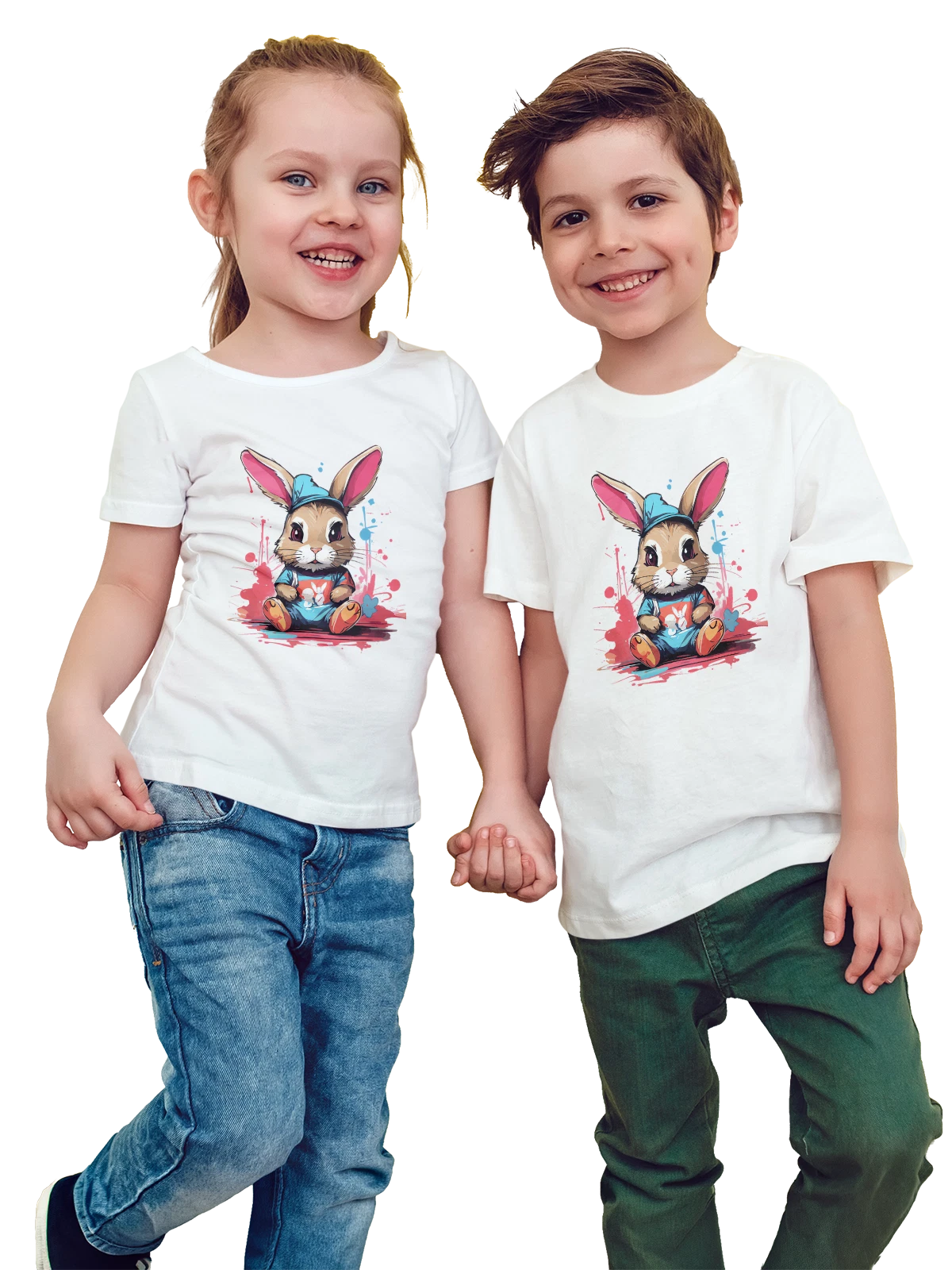 Футболка детская Кролик Rabbit cartoon мультфильм милый белая с принтом — animal with large ears — Белая, фото 1