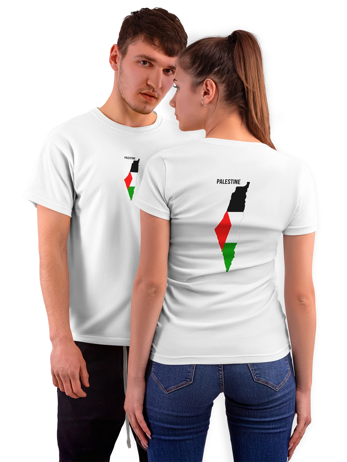 Футболка с флагом Палестины Palestine белая с принтом на спине — национальная символика — Белая, фото 1