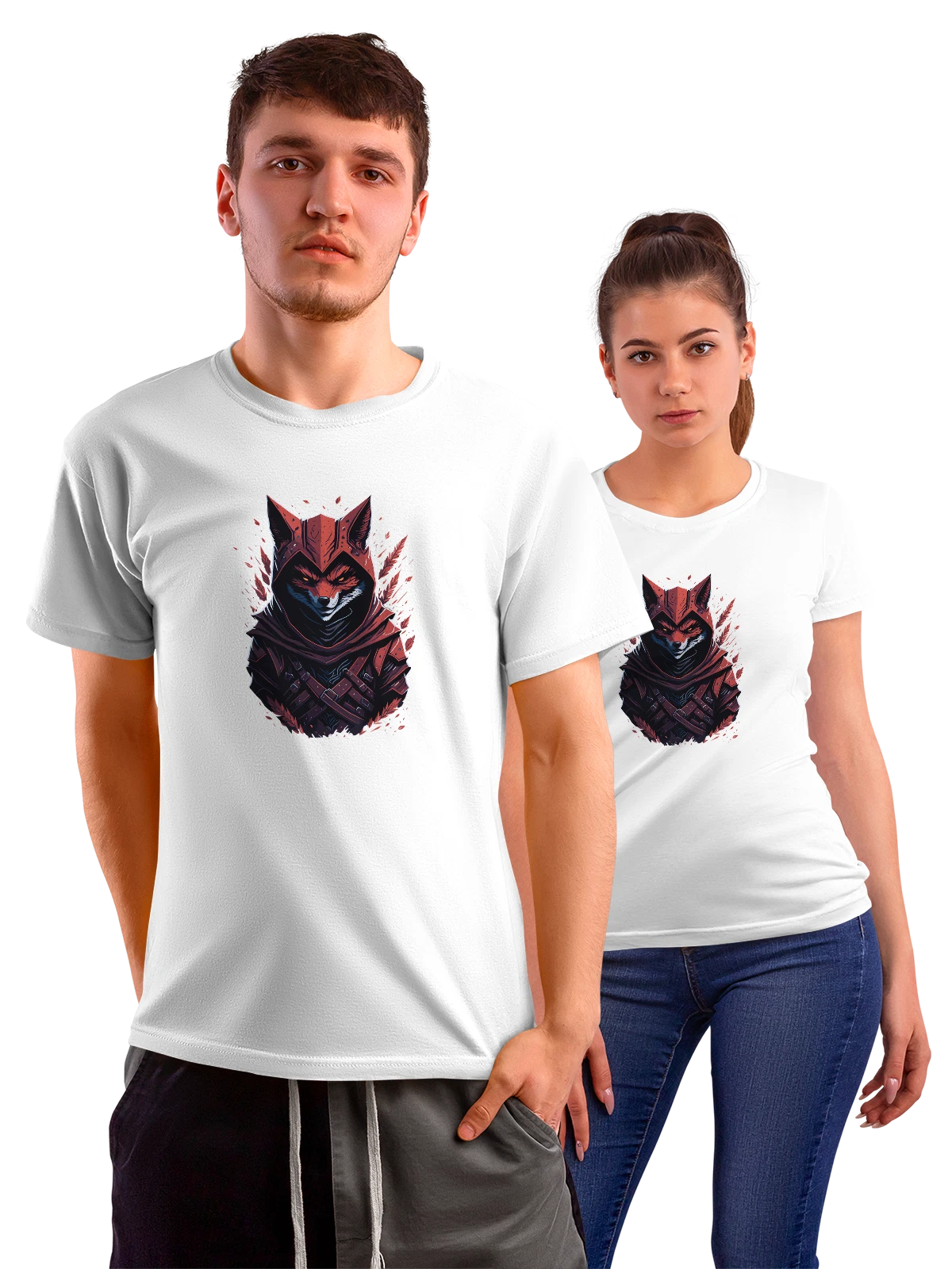 Футболка Волк Wolf Темный Лес Воин белая с принтом — ночной охотник — Белая, фото 1