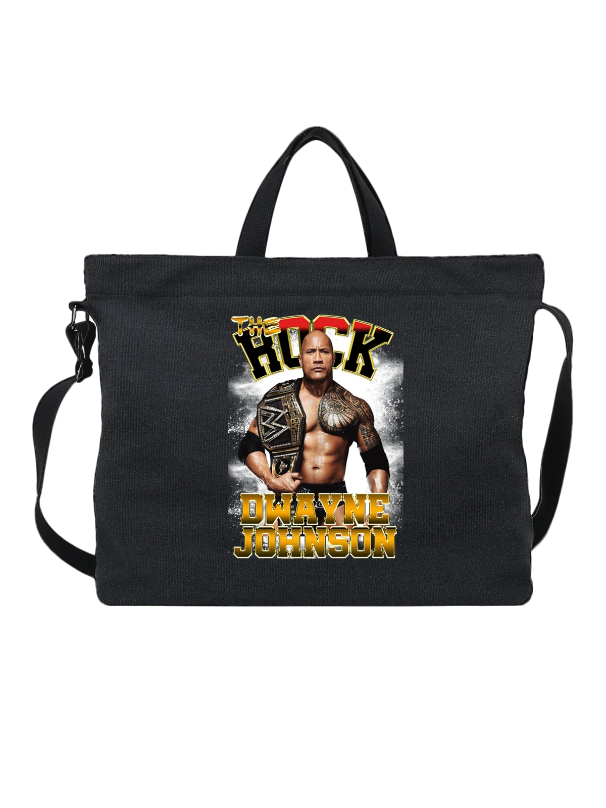 Сумка Дуэйн Джонсон The Rock, WWE чемпион чёрная с принтом — профессиональный рестлинг — Чёрная, фото 1
