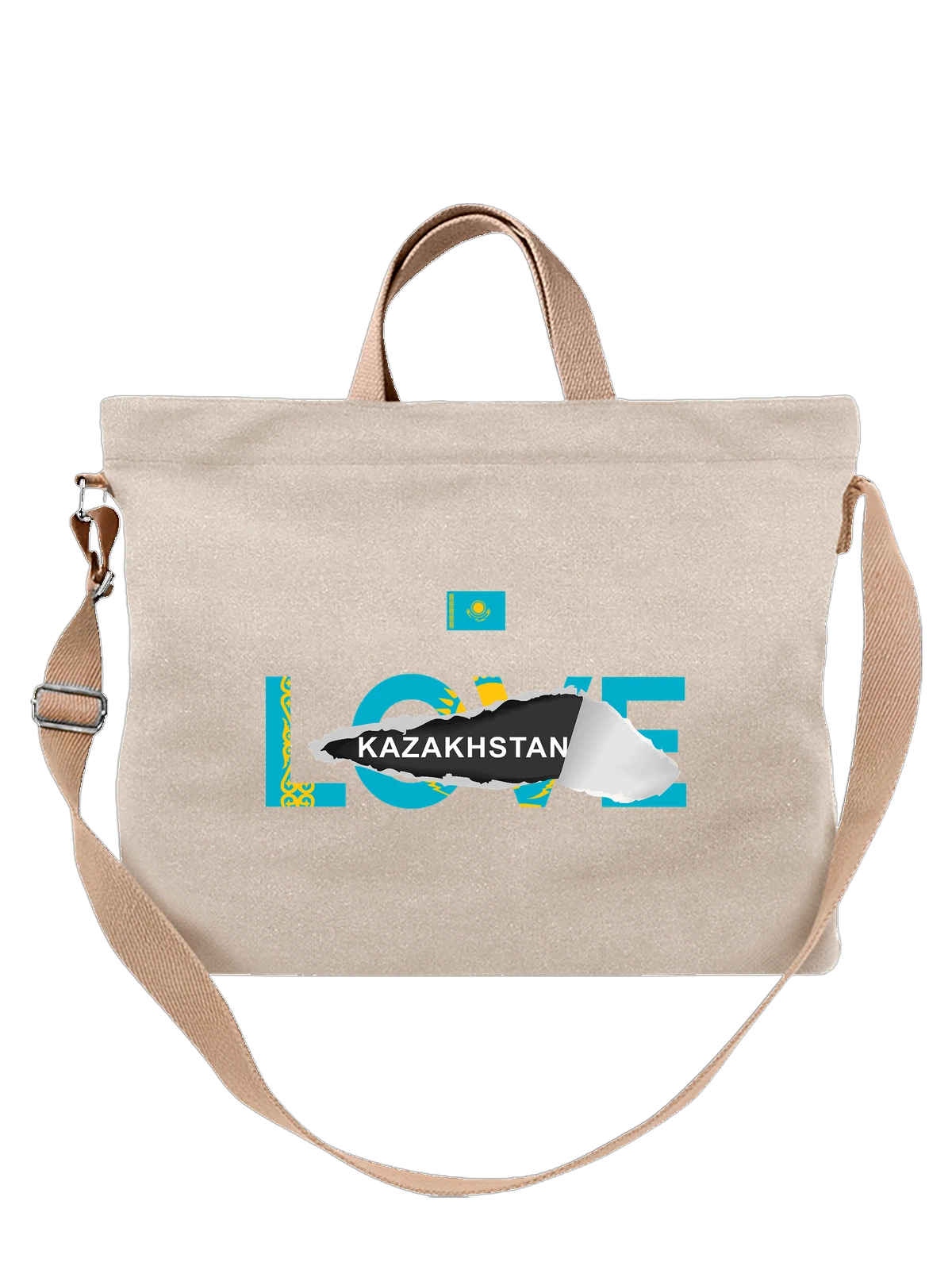 Сумка Флаг Казахстана Kazakhstan белая с принтом — национальная символика — Белая, фото 1