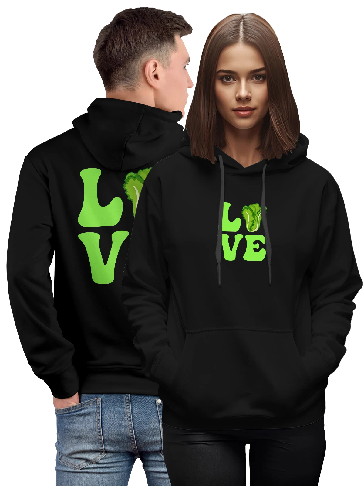 Худи Салат надпись love чёрное с принтом — подарок любимой — Чёрная, фото 1