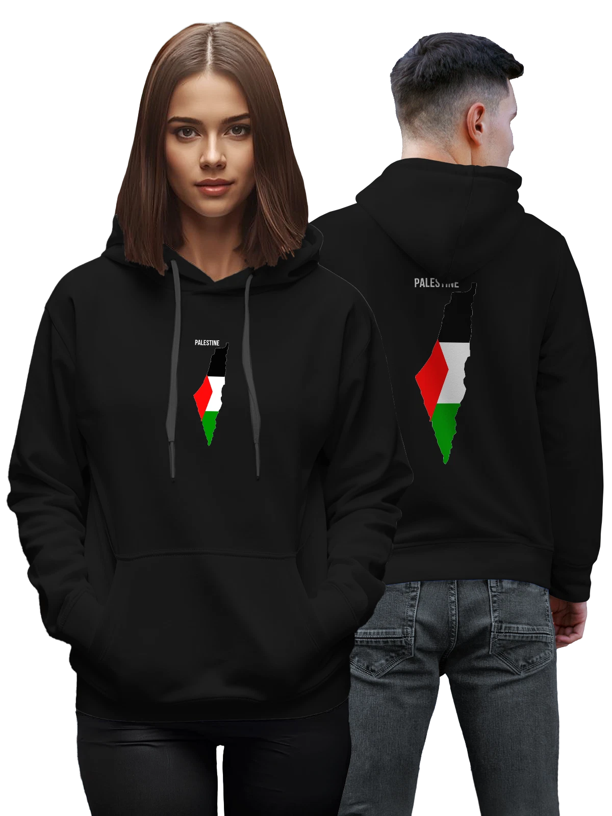 Худи с флагом Палестины Palestine чёрное с принтом — национальная символика — Чёрная, фото 1