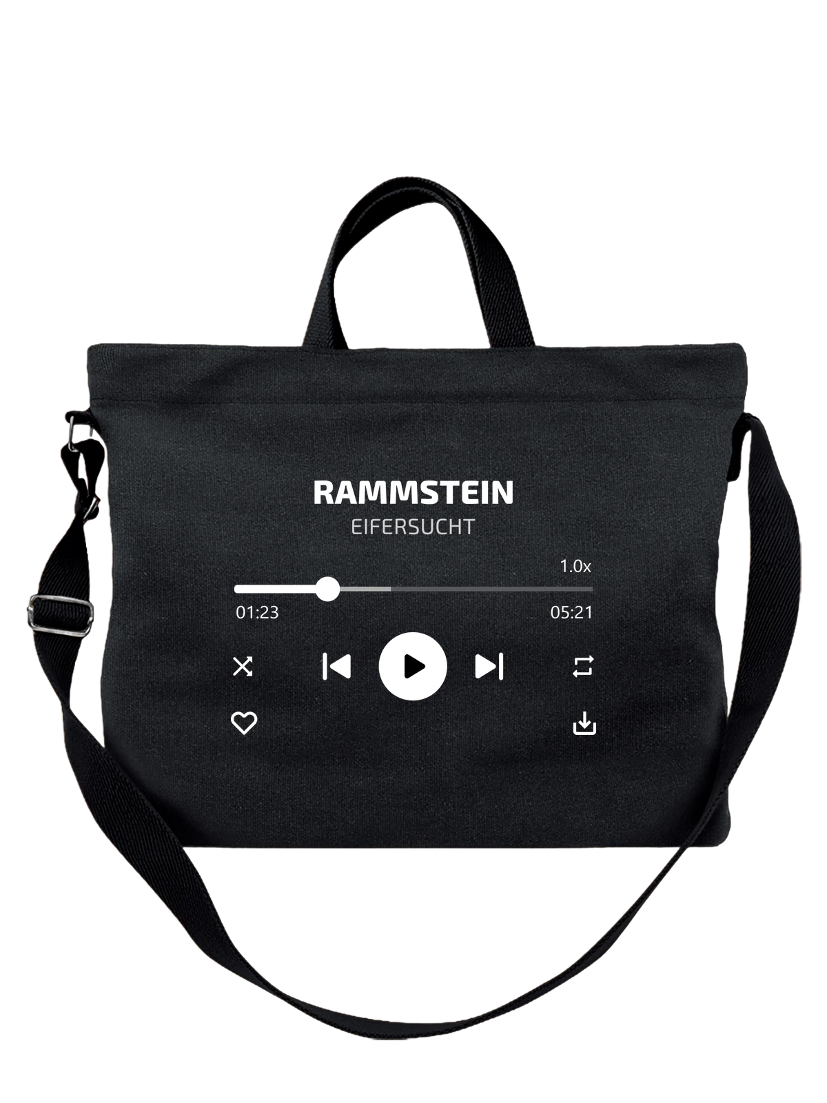 Сумка Rammstein Eifersucht Ревность чёрная с принтом — гитарная музыка — Чёрная, фото 1