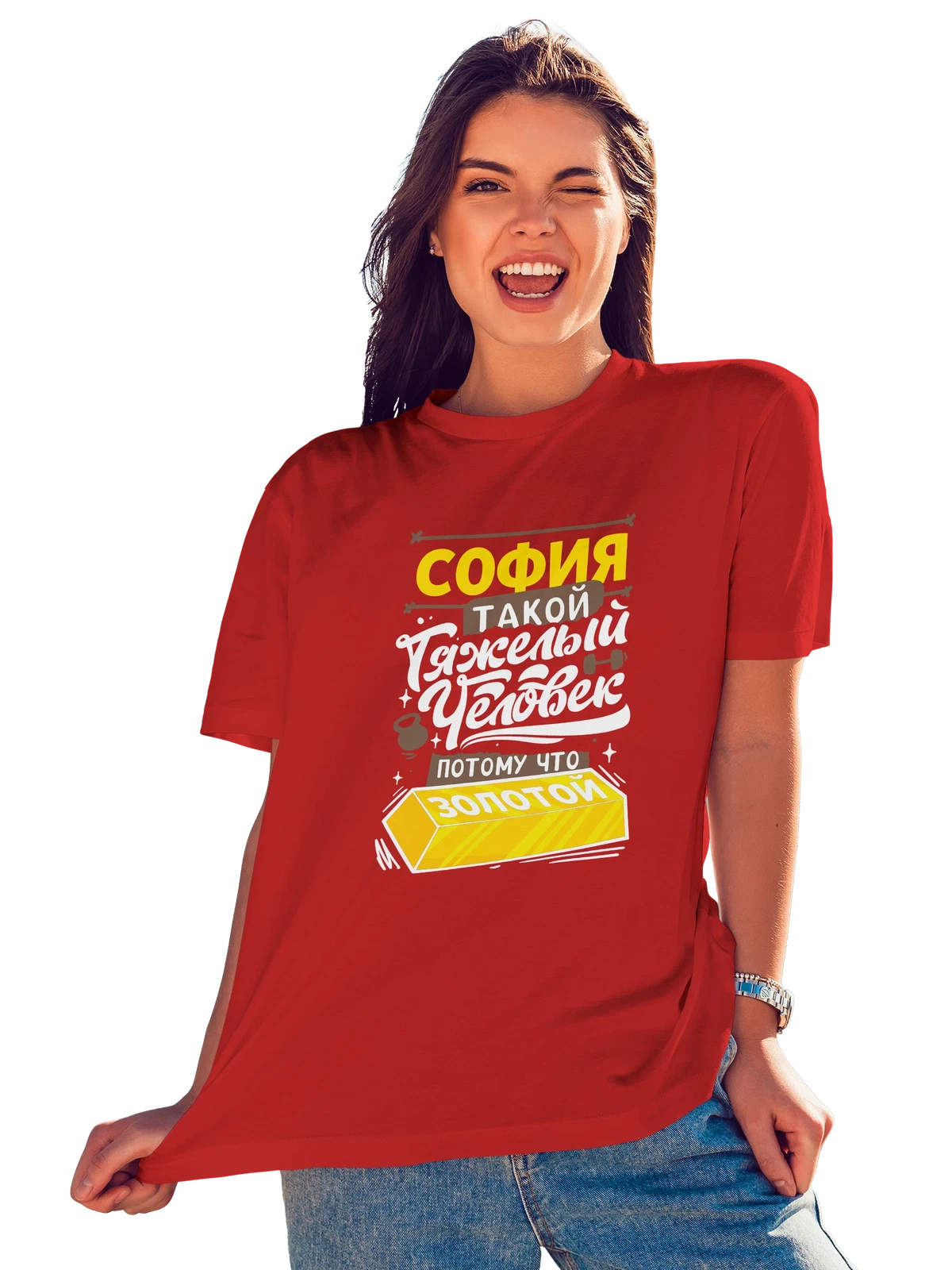 Футболка с именем София красная с принтом — Софа — Красная, фото 1