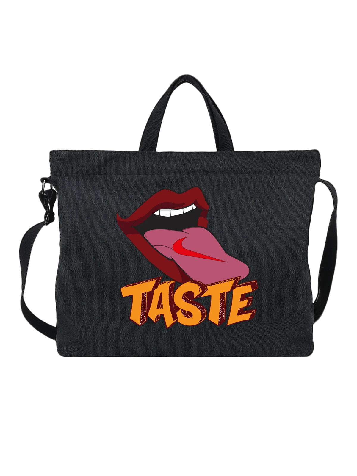 Сумка Губы и язык Taste чёрная с принтом — сексуальный символ — Чёрная, фото 1