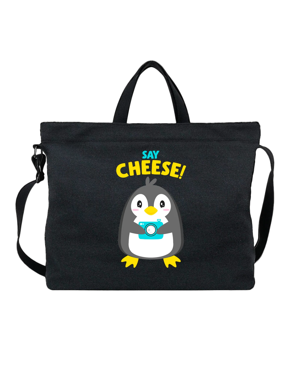 Сумка Пингвин say cheese чёрная с принтом — дикая природа — Чёрная, фото 1