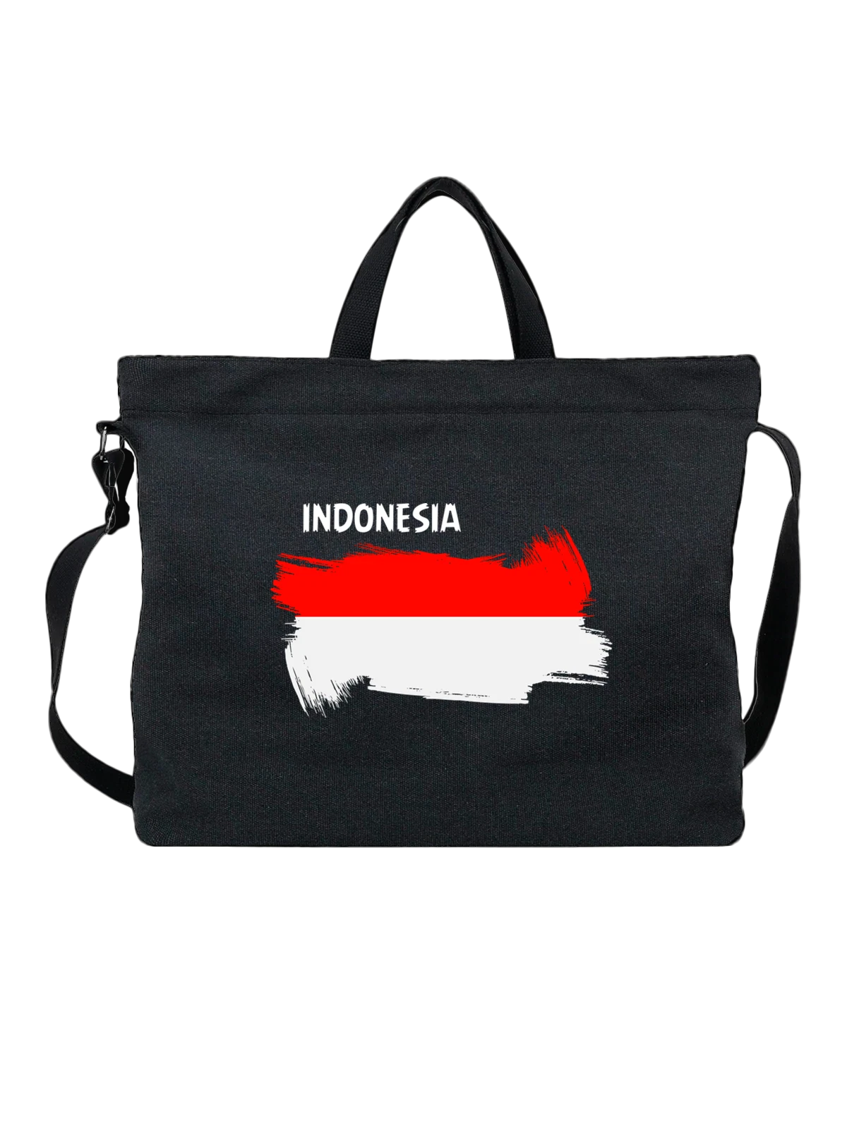 Сумка Флаг Индонезии Indonesia чёрная с принтом — национальная символика — Чёрная, фото 1