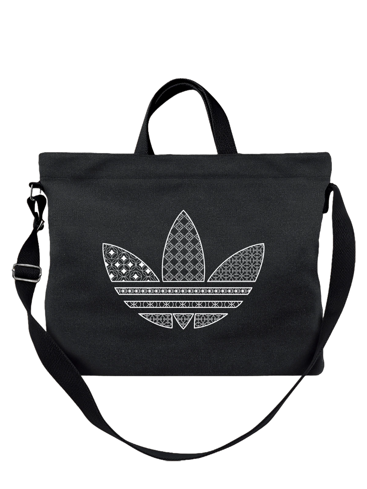 Сумка Adidas чёрная с принтом — разные рисунки — Чёрная, фото 1