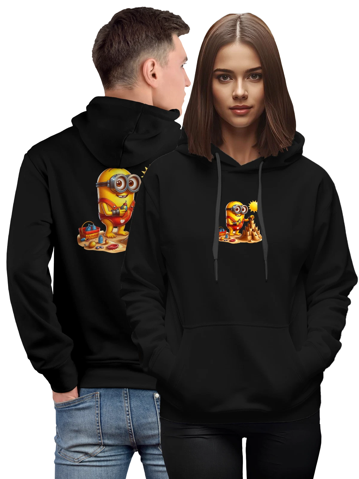Худи с Миньоном Minion отпуск чёрное с принтом — коллекционный образ — Чёрная, фото 1