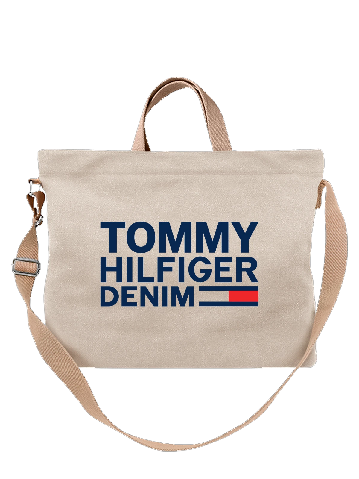 Сумка Tommy Hilfiger с логотипом и надписью DENIM белая с принтом — минимализм — Белая, фото 1