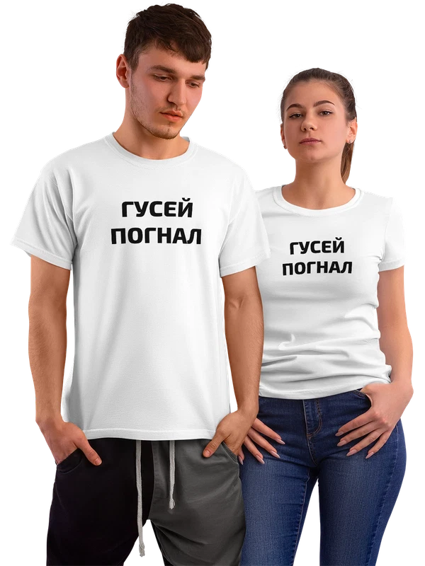 Футболка прикол гусей погнал — Белая, фото 1