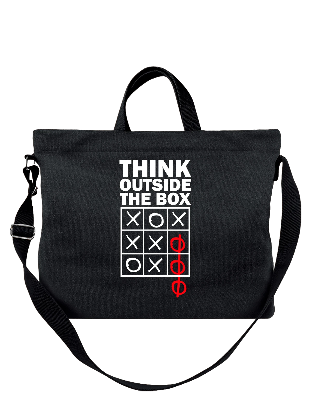 Сумка Think outside the box чёрная с принтом — молодежный стиль — Чёрная, фото 1
