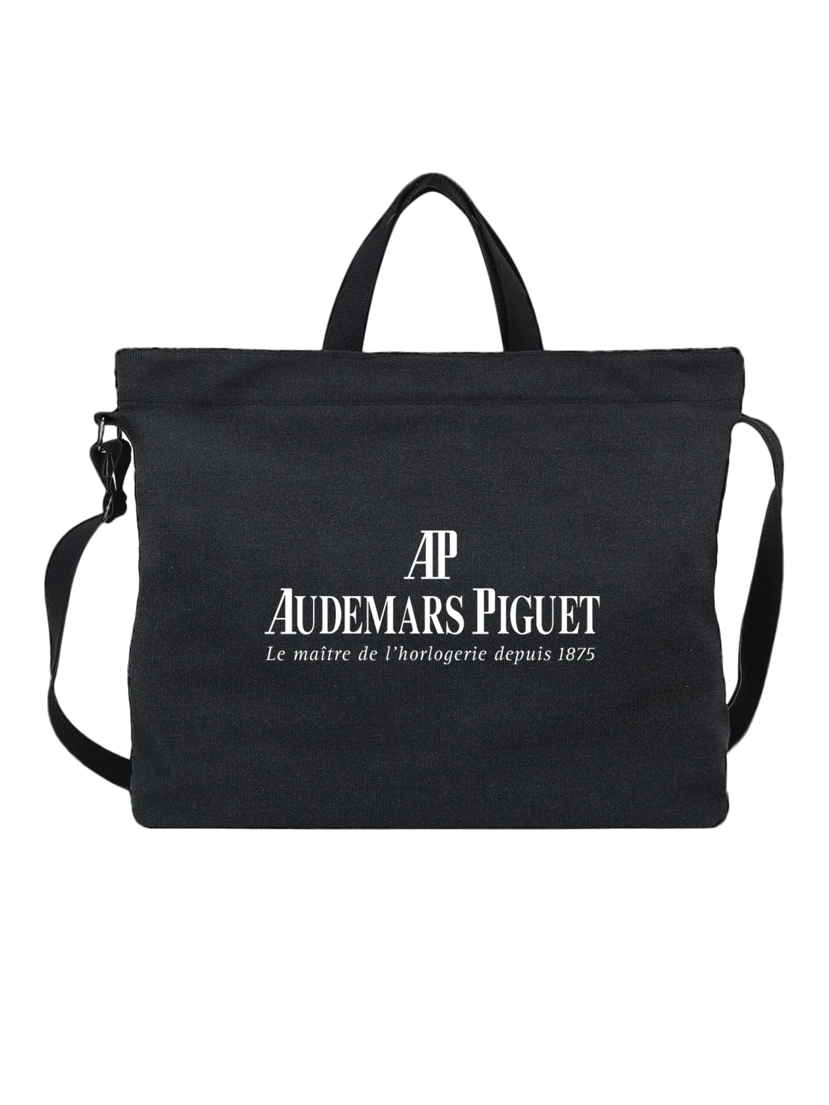 Сумка Audemars Piguet чёрная с принтом — исторический вордмарк — Чёрная, фото 1