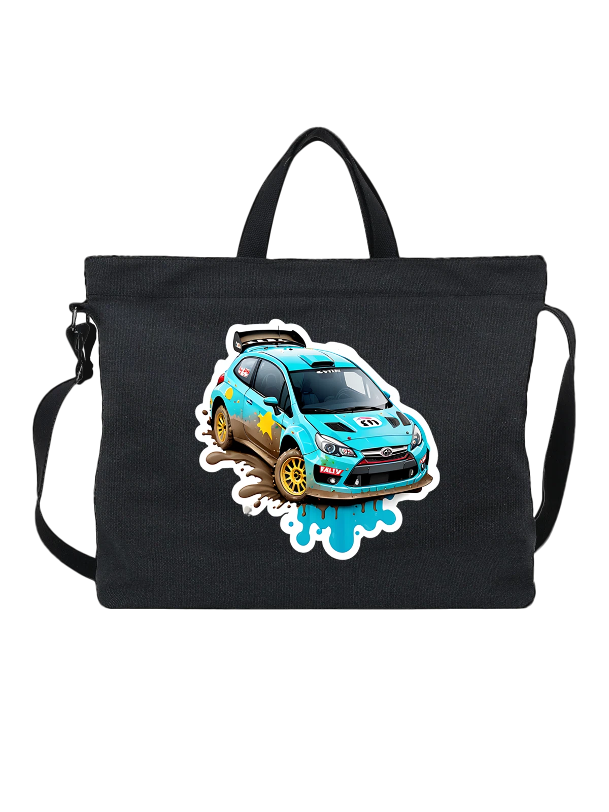 Сумка Гоночный Subaru Impreza с номером 11 чёрная с принтом — диски — Чёрная, фото 1