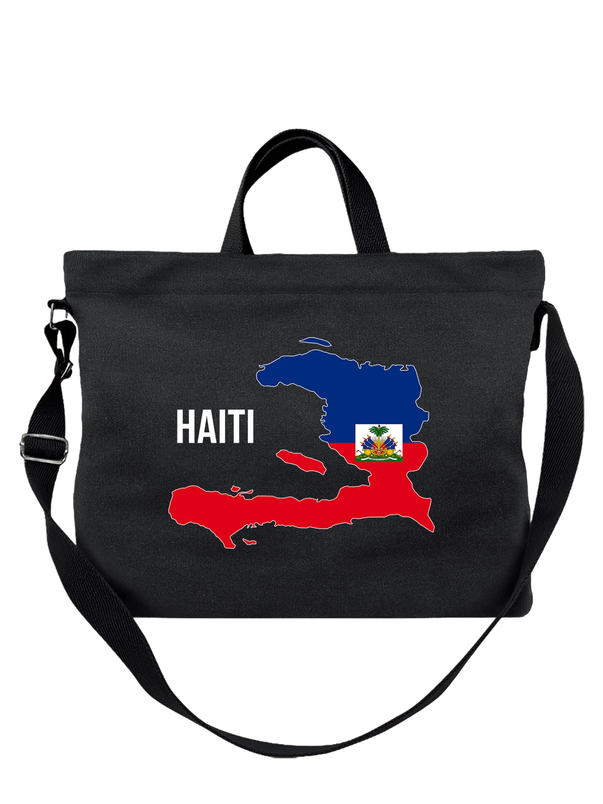 Сумка с флагом Гаити Haiti чёрная с принтом — национальная символика — Чёрная, фото 1