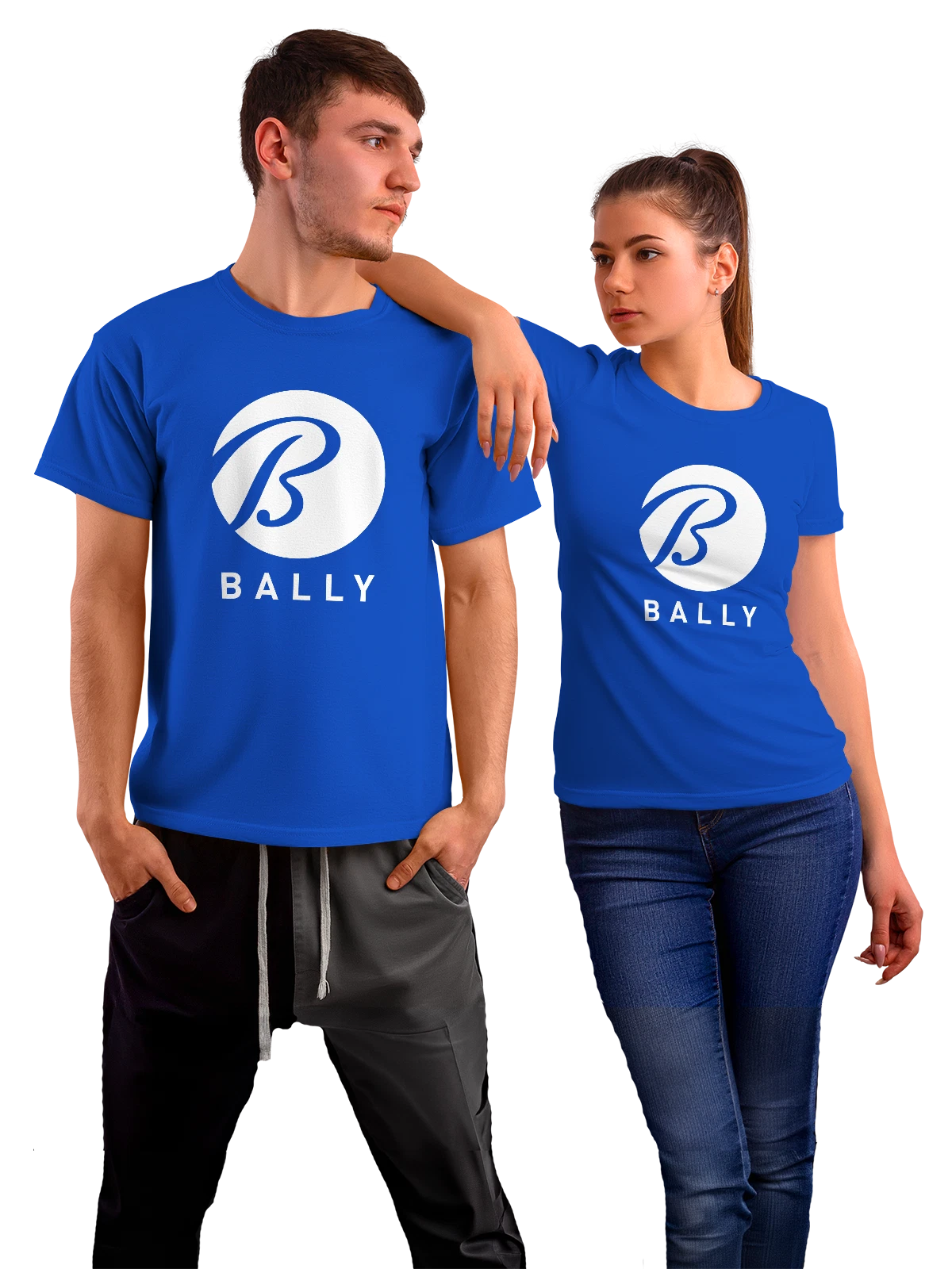 Футболка Bally синяя с принтом — кожаная обувь и сумки — Синяя, фото 1