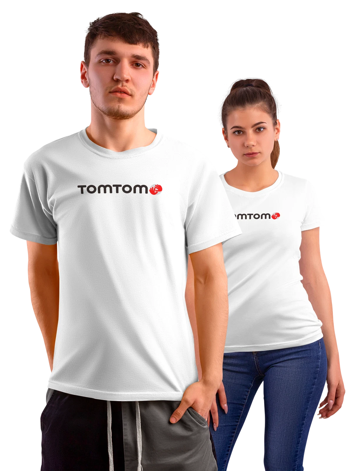 Футболка TomTom белая с принтом — автомобильный навигатор — Белая, фото 1